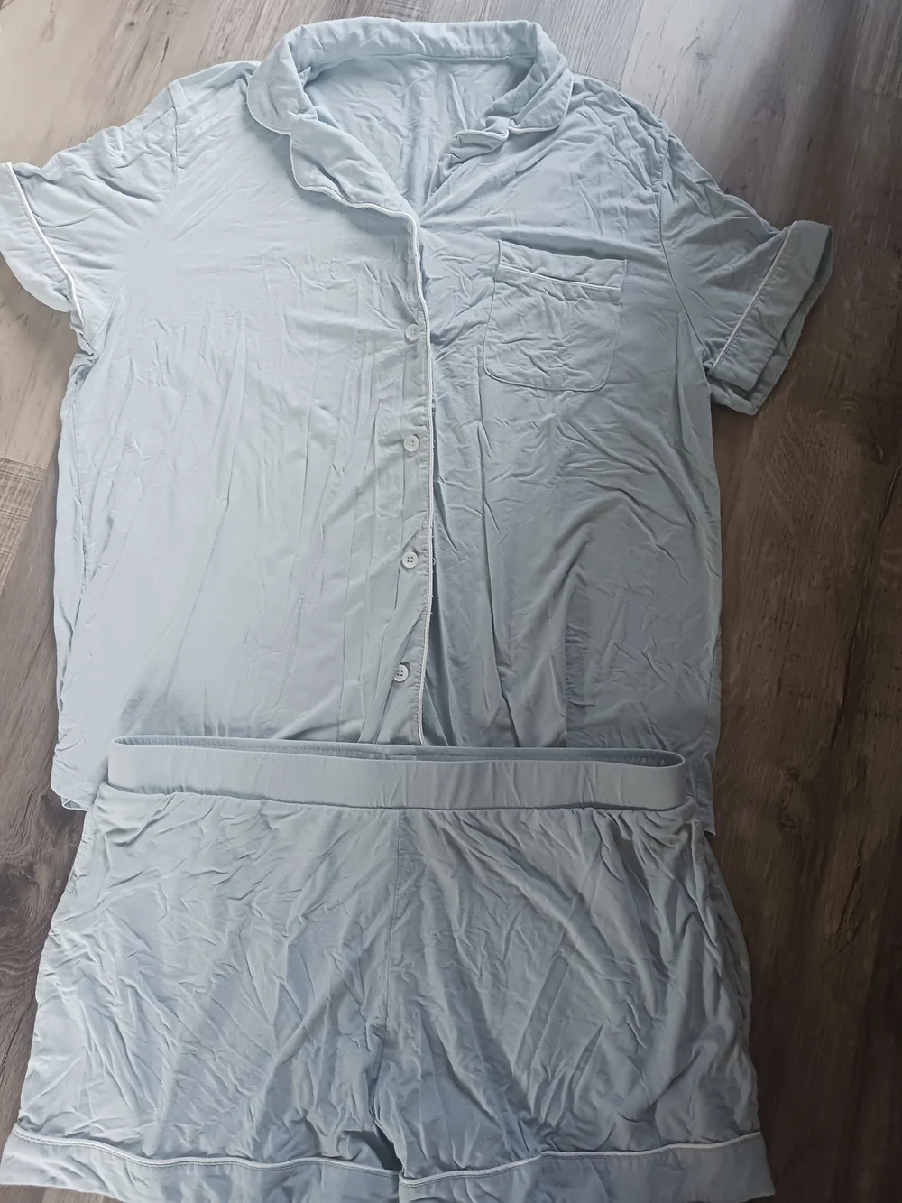 Kindred Bravely Bamboo Clea Light Blue Short Pajama Set with Contrast Piping